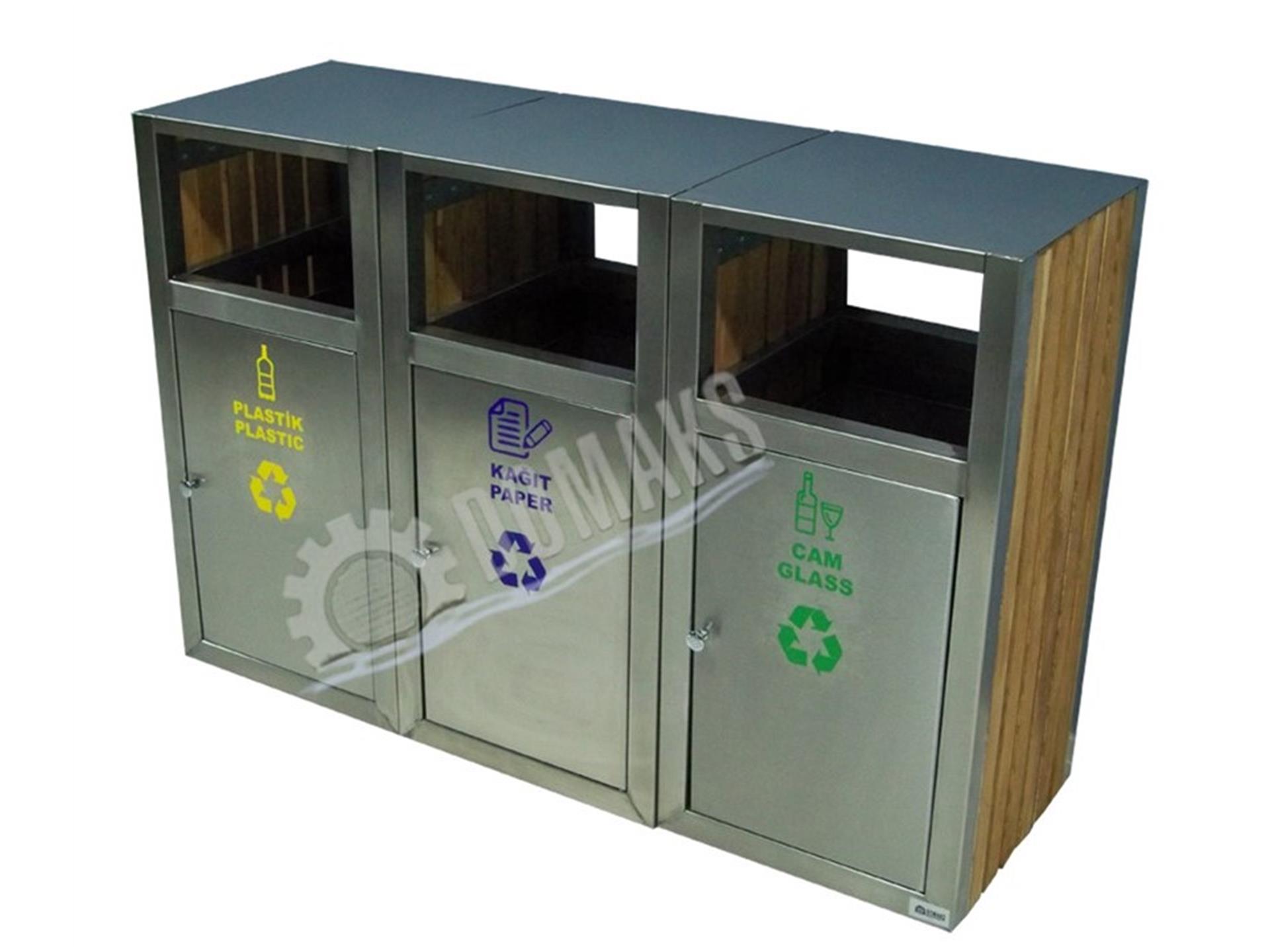 GERİ DÖNÜŞÜM KUTUSU DOLAP KAPAKLI  AHŞAP KAPLAMALI 4025 SERİ