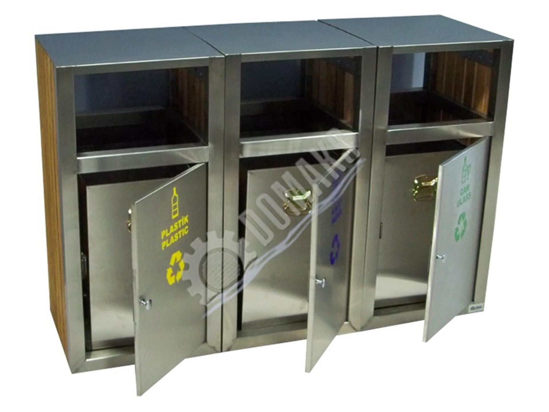 GERİ DÖNÜŞÜM KUTUSU DOLAP KAPAKLI  AHŞAP KAPLAMALI 4025 SERİ