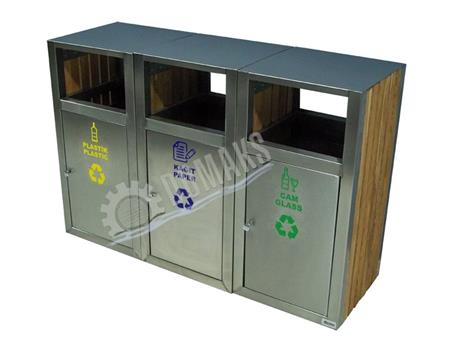 GERİ DÖNÜŞÜM KUTUSU DOLAP KAPAKLI  AHŞAP KAPLAMALI 4025 SERİ