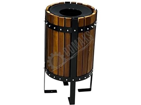 PARK BAHÇE ÇÖP KOVASI AHŞAP SİLİNDİR DIŞ ÇERÇEVELİ  DÜZ KAPAKLI  1800 SERİ